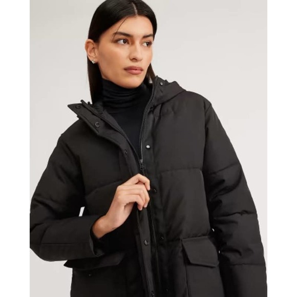 Everlane The ReNew Long Puffer Black Women's Size Small NWT - Picture 2 of 11
